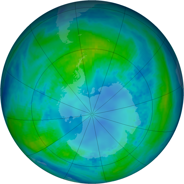Antarctic ozone map for 26 April 2003